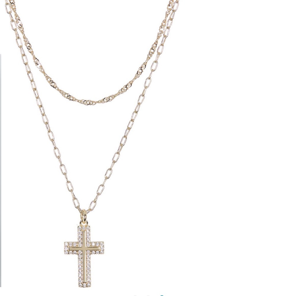Nordstrom rack cubic zirconia cross layered necklace